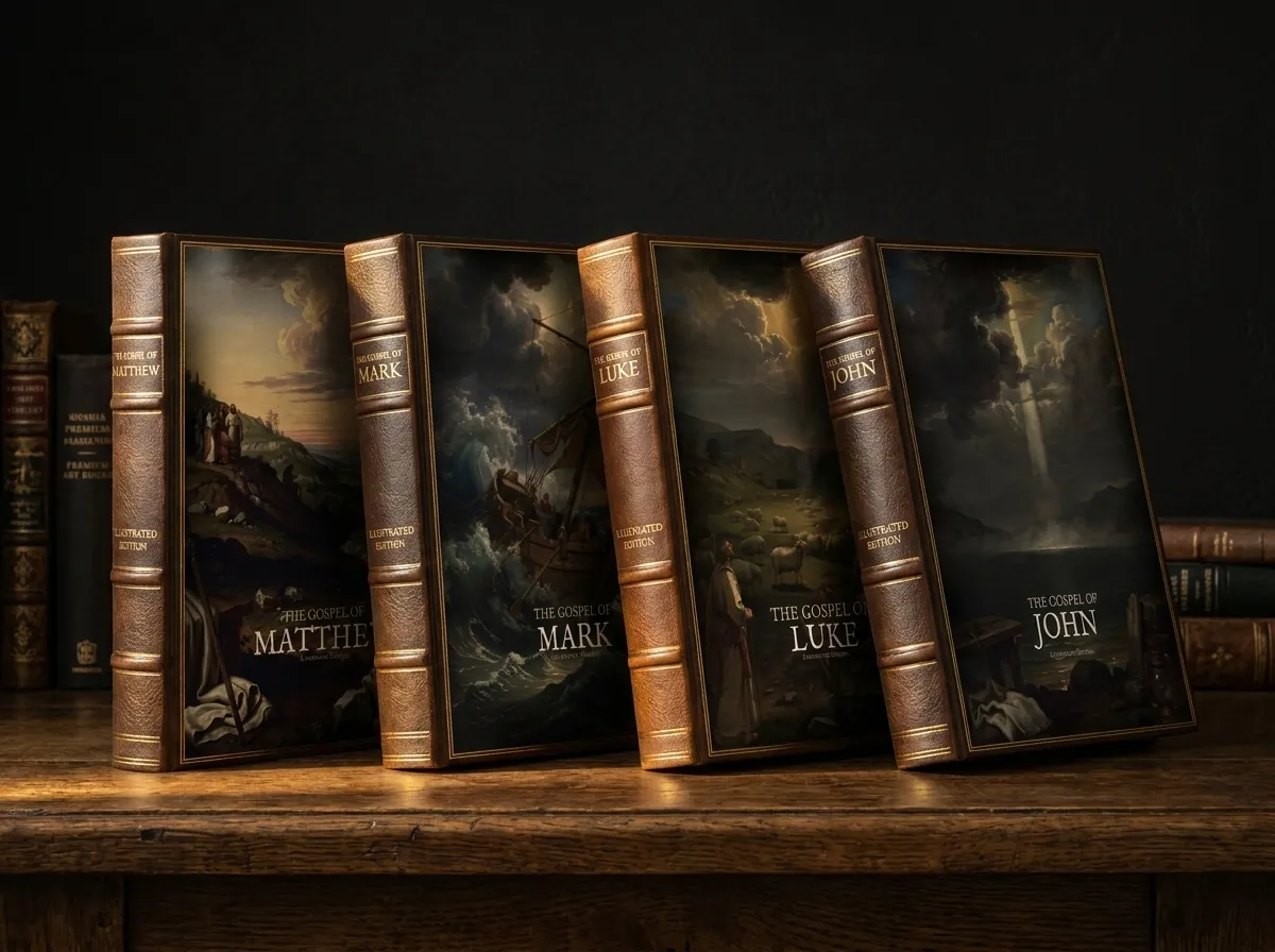 The four Gospel volumes side by side