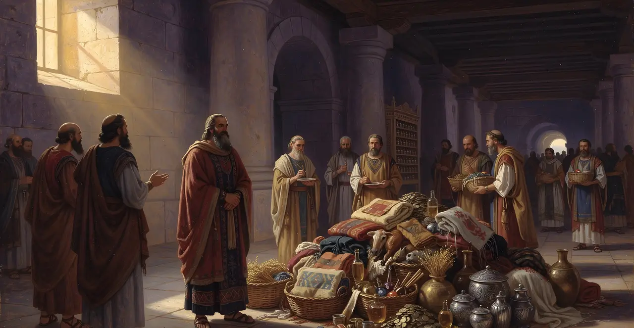 2 Chronicles 31:7-10 — 2 Chronicles, oil painting · TruthPrints
