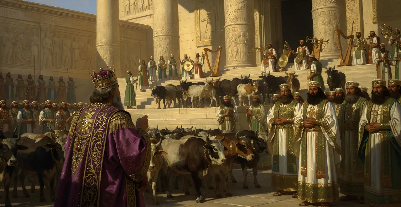 2 Chronicles 7:5-6 — 2 Chronicles, oil painting · TruthPrints