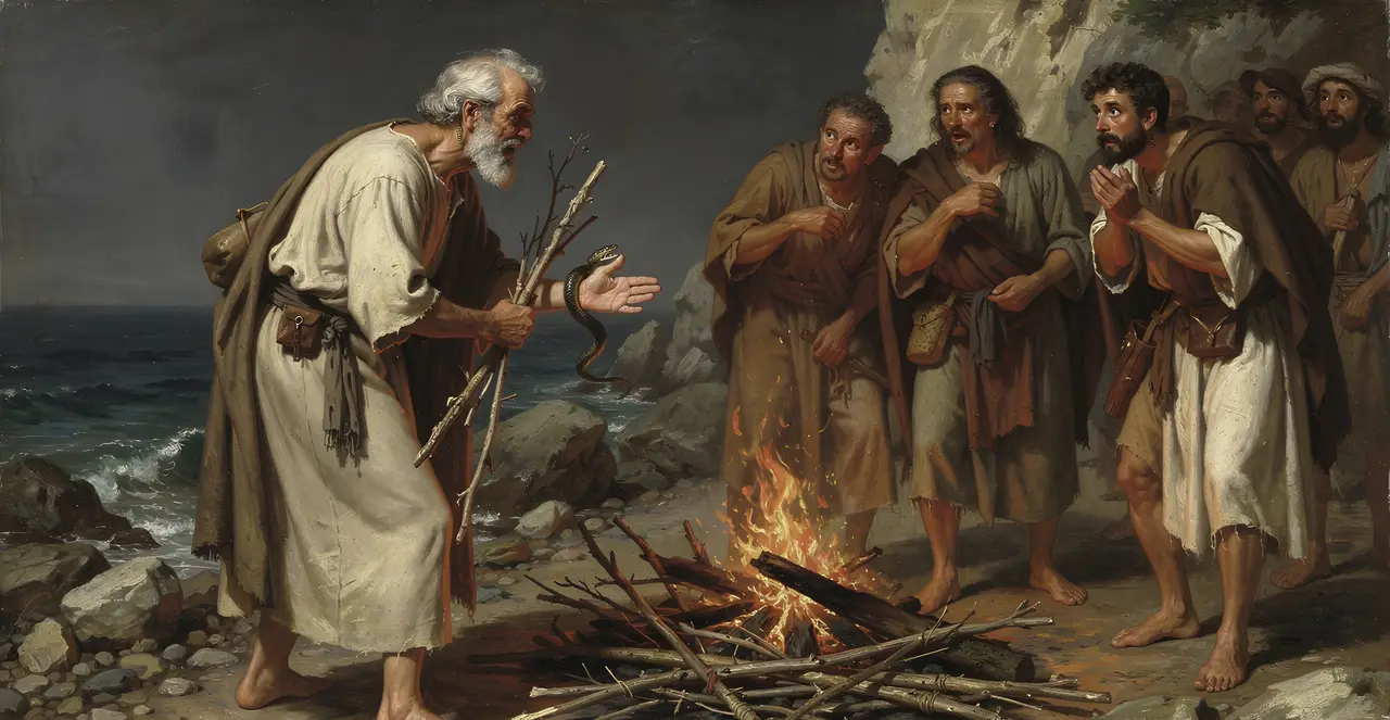 Acts 28:1-4 — Acts, oil painting · TruthPrints