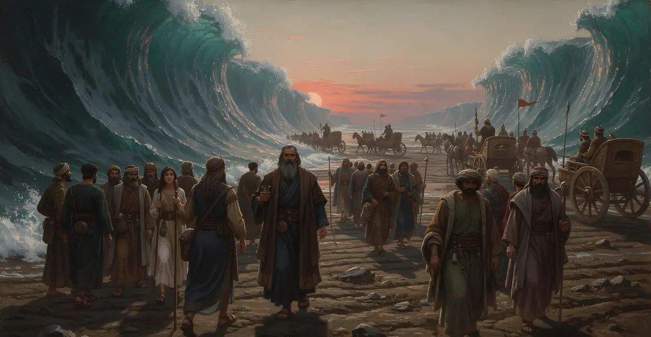 Exodus 14:22-24 — Exodus, oil painting · TruthPrints