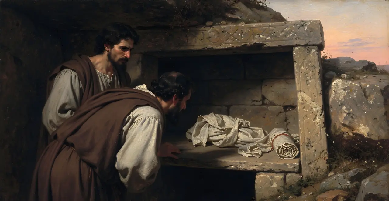 John 20:5-10 — John, oil painting · TruthPrints