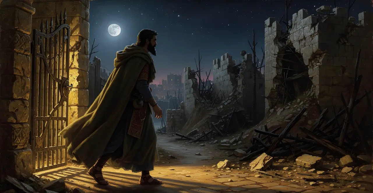 Nehemiah 2:13-15 — Nehemiah, oil painting · TruthPrints