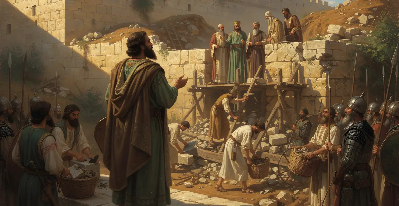 Nehemiah 4:15-17 — Nehemiah, oil painting · TruthPrints