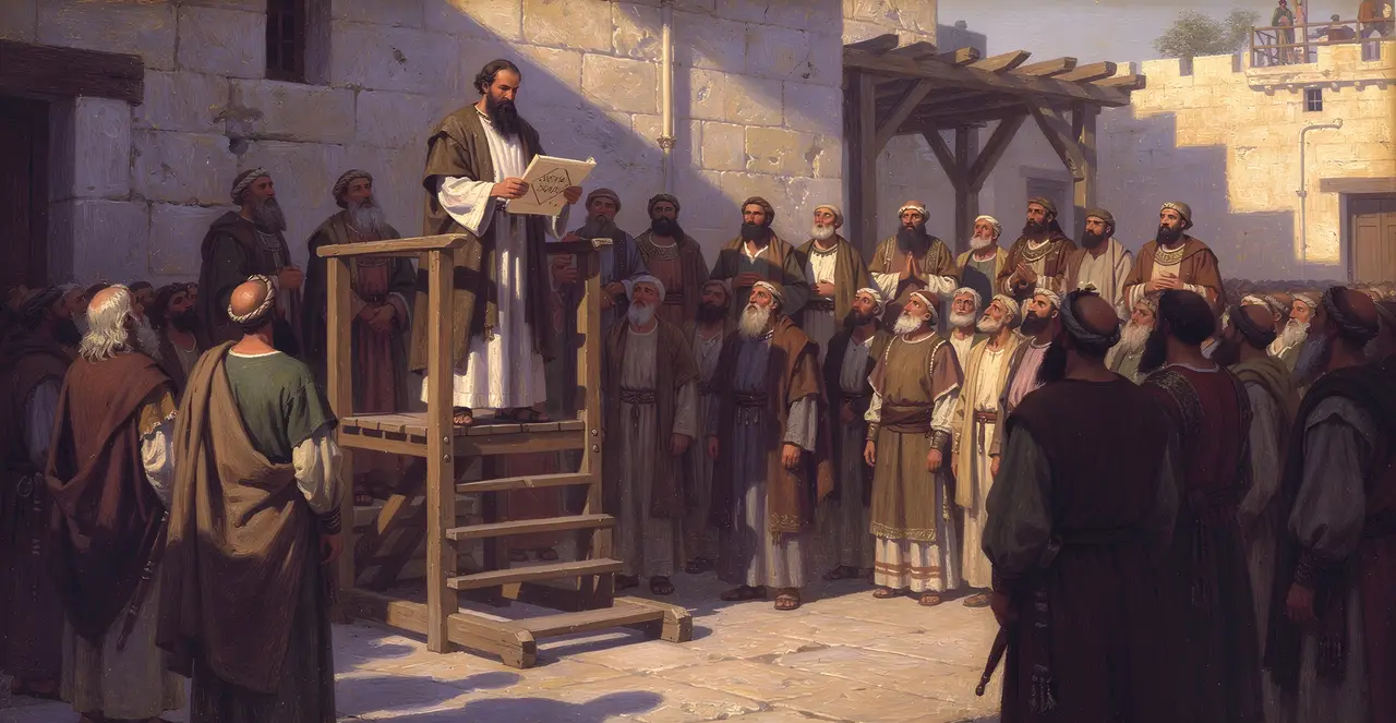 Nehemiah 8:3-4 — Nehemiah, oil painting · TruthPrints